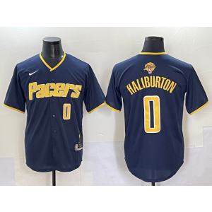 NBA Pacers 0 Haliburton Navy Finals Baseball Vapor Limited Men Jersey