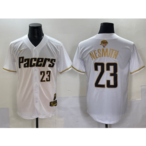NBA Pacers 23 Aaron Nesmith White Gold Finals Baseball Vapor Limited Men Jersey