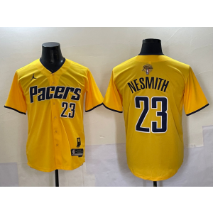 NBA Pacers 23 Aaron Nesmith Yellow Finals Baseball Vapor Limited Men Jersey
