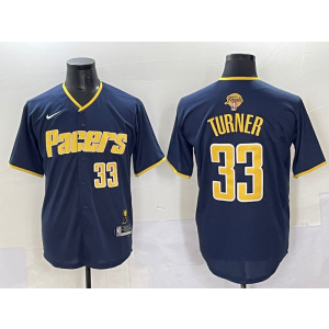 NBA Pacers 33 Myles Turner Navy Finals Baseball Vapor Limited Men Jersey