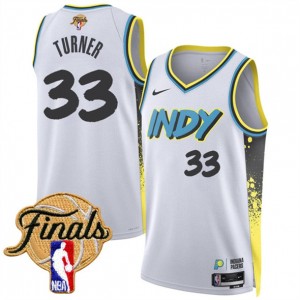 NBA Pacers 33 Myles Turner White City 2025 Finals Nike Men Jersey NBA Pacers 33 Myles Turner White City 2025 Finals Nike Men Jersey