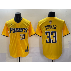 NBA Pacers 33 Myles Turner Yellow Finals Baseball Vapor Limited Men Jersey