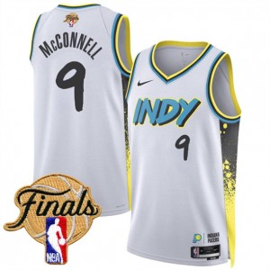 NBA Pacers 9 T.J. McConnell White City 2025 Finals Nike Men Jersey NBA Pacers 9 T.J. McConnell White City 2025 Finals Nike Men Jersey