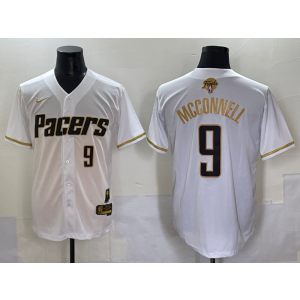 NBA Pacers 9 T.J. McConnell White Gold Finals Baseball Vapor Limited Men Jersey 1
