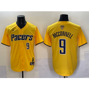 NBA Pacers 9 T.J. McConnell Yellow Finals Baseball Vapor Limited Men Jersey