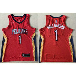 NBA Pelicans 1 Zion Williamson Red Nike Men Jersey 1 NBA Pelicans 1 Zion Williamson Red Nike Men Jersey 1