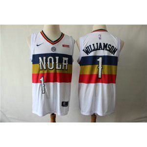 NBA Pelicans 1 Zion Williamson White Earned Edition Nike Swingman Men Jersey