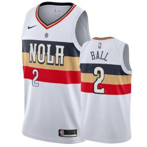 NBA Pelicans 2 Lonzo Ball White Earned Edition Nike Men Jersey NBA Pelicans 2 Lonzo Ball White Earned Edition Nike Men Jersey