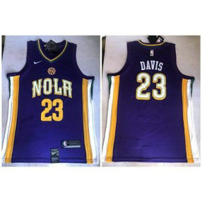 NBA Pelicans 23 Anthony Davis Purple City Edition Nike Men Jersey
