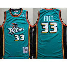NBA Pistons 33 Grant Hill Teal 1998-99 Hardwood Classics Men Jersey NBA Pistons 33 Grant Hill Teal 1998-99 Hardwood Classics Men Jersey