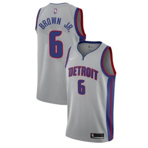 NBA Pistons 6 Bruce Brown Jr. Grey 2018 Draft Nike Men Jersey