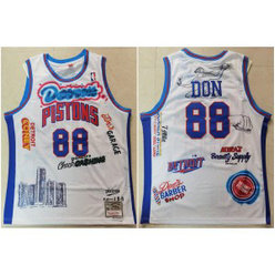 NBA Pistons 88 Don White Hardwood Classics Men Jersey