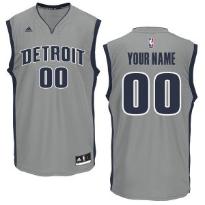 NBA Pistons Grey Adidas Customized Men Jersey