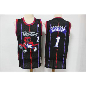 NBA Raptors 1 Tracy McGrady Purple Black Hardwood Classics Men Jersey