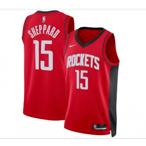 NBA Rockets 15 Reed Sheppard Red Nike Men Jersey