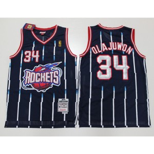 NBA Rockets 34 Hakeem Olajuwon Black Hardwood Classics Men Jersey 1