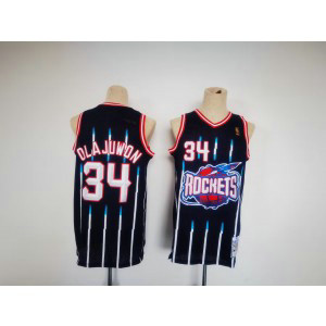 NBA Rockets 34 Hakeem Olajuwon Black Throwback Youth Jersey