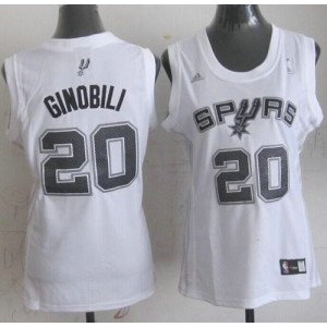 NBA Spurs 20 Manu Ginobili White women Jersey