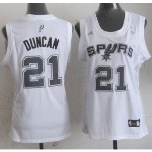 NBA Spurs 21 Tim Duncan White women Jersey NBA Spurs 21 Tim Duncan White women Jersey