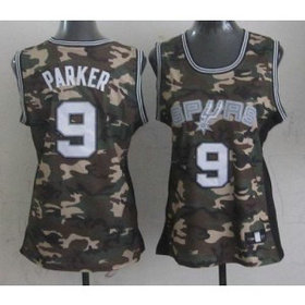 NBA Spurs 9 Tony Parker Camo Stealth Collection Women Jersey