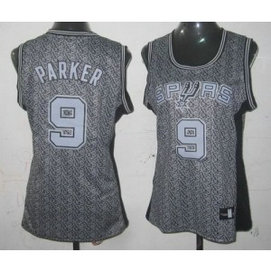 NBA Spurs 9 Tony Parker Grey Static Women Jersey