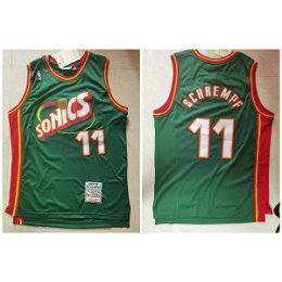 NBA Supersonics 11 Detlef Schrempf Green Throwback Men Jersey