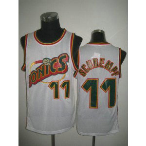 NBA Supersonics 11 Detlef Schrempf White Throwback Men Jersey