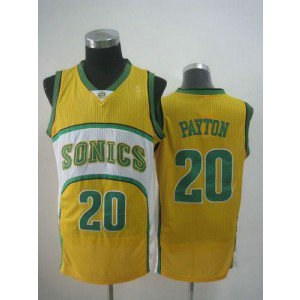 NBA Supersonics 20 Gary Payton Yellow Throwback Men Jersey