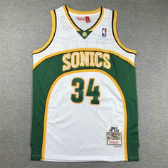 NBA Supersonics 34 Ray Allen White Throwback Men Jersey