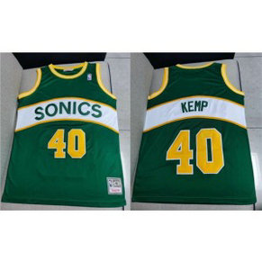 NBA Supersonics 40 Shawn Kemp Green Throwback Men Jersey