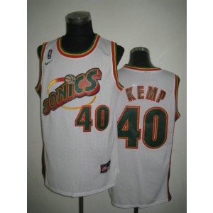 NBA Supersonics 40 Shawn Kemp White Throwback Men Jersey
