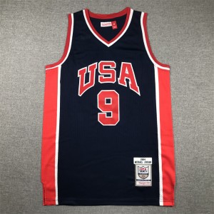 NBA Team USA 9 Michael Jordan Navy Throwback Men Jersey