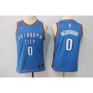 NBA Thunder 0 Russell Westbrook Blue Nike Swingman Youth Jersey