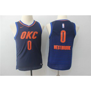 NBA Thunder 0 Russell Westbrook Navy Nike Swingman Youth Jersey