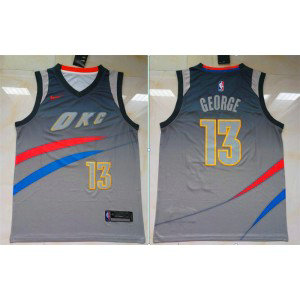 NBA Thunder 13 Paul George Gray City Edition Nike Men Jersey NBA Thunder 13 Paul George Gray City Edition Nike Men Jersey