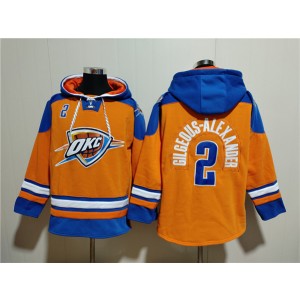NBA Thunder 2 Shai Gilgeous-Alexander Orange Blue Lace-Up Pullover Hoodie