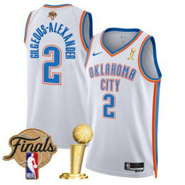 NBA Thunder 2 Shai Gilgeous-Alexander White 2025 Finals Champions Nike Men Jersey