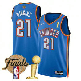 NBA Thunder 21 Aaron Wiggins Blue 2025 Finals Champions Nike Men Jersey