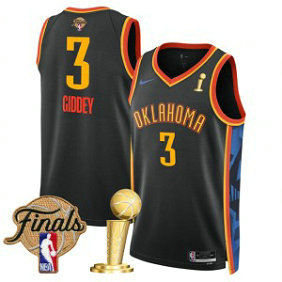 NBA Thunder 3 Dillon Jones Black City 2025 Finals Champions Nike Men Jersey