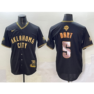 NBA Thunder 5 Luguentz Dort Black Gold Finals Baseball Vapor Limited Men Jersey