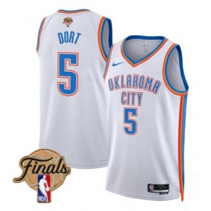 NBA Thunder 5 Luguentz Dort White 2025 Finals Nike Men Jersey