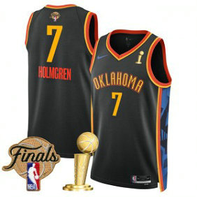 NBA Thunder 7 Chet Holmgren Black City 2025 Finals Champions Nike Men Jersey