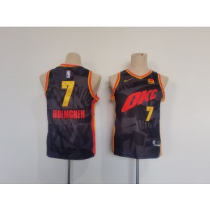 NBA Thunder 7 Chet Holmgren Black City Nike Youth Jersey