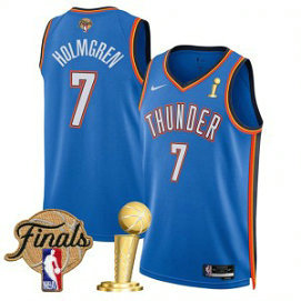 NBA Thunder 7 Chet Holmgren Blue 2025 Finals Champions Nike Men Jersey