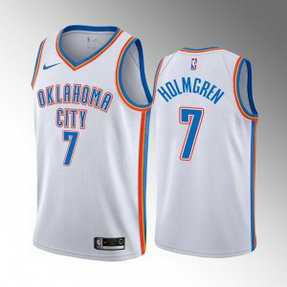 NBA Thunder 7 Chet Holmgren White 2022 Draft Basketball Nike Men Jersey