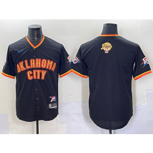NBA Thunder Blank Black Finals Baseball Vapor Limited Men Jersey
