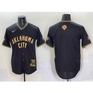 NBA Thunder Blank Black Gold Finals Baseball Vapor Limited Men Jersey