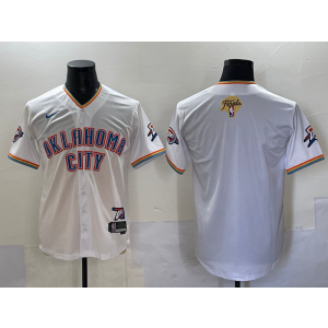 NBA Thunder Blank White Finals Baseball Vapor Limited Men Jersey