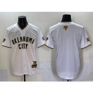 NBA Thunder Blank White Gold Finals Baseball Vapor Limited Men Jersey