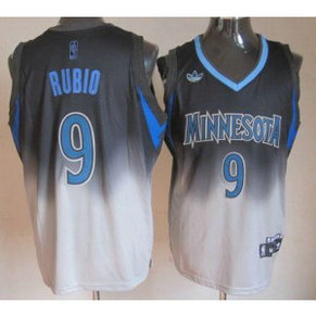NBA Timberwolves 9 Ricky Rubio Black Grey Fadeaway Men Jersey NBA Timberwolves 9 Ricky Rubio Black Grey Fadeaway Men Jersey